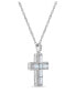 Фото #3 товара Macy's sterling Silver Halo Birthstone Style Created Opal and Created White Sapphire Fancy Cut Cross Pendant Necklace