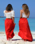 Фото #3 товара Labelrail x Collyer Twins voile tie-detail wrap maxi skirt in washed red