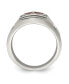 ფოტო #3 პროდუქტის Stainless Steel Antiqued Polished Red Enamel Cross Shield Ring
