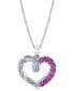 Фото #1 товара Macy's ruby (3/4 ct. t.w.) & Diamond (1/20 ct. t.w.) Open Heart 18" Pendant Necklace in Sterling Silver