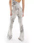 Фото #4 товара Murci sheer mesh flared trousers co-ord in grey snake