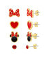 ფოტო #1 პროდუქტის Minnie Mouse Classic Fashion Stud Earring - Classic Minnie, Red/Gold - 4 pairs