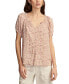 ფოტო #1 პროდუქტის Women's Notched Short-Sleeve Peasant Top