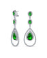 ფოტო #1 პროდუქტის Art Deco Style Wedding Simulated Green Emerald AAA Cubic Zirconia Double Halo Large Teardrop CZ Statement Dangle Chandelier Earrings For Women Bridal Party Silver Plated