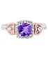 ფოტო #2 პროდუქტის Amethyst (1 ct.t.w) 14K Rose Gold Plated Heart Ring in Sterling Silver