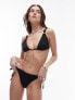 Topshop textured triangle bikini top with bead detail in black 36 - фото #7