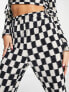 Daisy Street high waist trousers in checkerboard velvet plisse co-ord