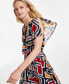 Фото #4 товара Women's Printed High-Low Flutter-Sleeve Dress