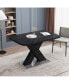 Фото #4 товара Modern Square Dining Table, Stretchable, Printed Marble Table Top+MDF X-Shaped Table Leg