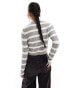 Stradivarius soft touch jumper in grey stripe