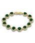 ფოტო #1 პროდუქტის Emerald Green Glass Cubic Zirconia Halo Link Bracelet