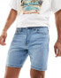 Фото #2 товара DTT stretch skinny fit denim shorts in light blue