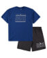 Men's Royal and Charcoal Los Angeles Dodgers Big and Tall T-shirt and Shorts Sleep Set