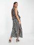 Topshop running spot pinny maxi dress in mono