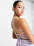 Фото #4 товара ASOS DESIGN lace up back structured mini dress with square neck in lilac