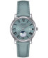 ფოტო #1 პროდუქტის Women's Carson Premium Lady Moonphase Blue Leather Strap Watch 32mm