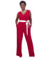 Women's Surplice-Neck Sleeveless Tie-Waist Jumpsuit