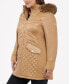 ფოტო #3 პროდუქტის Women's Plus Size Faux-Fur-Trim Hooded Quilted Coat