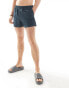 ASOS DESIGN swim shorts in short length with contrast stitch detail in navy