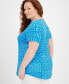 ფოტო #2 პროდუქტის JM Collection Plus Size Patchwork Paradise Short Sleeve Top, Created for Macy's