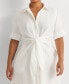 ფოტო #4 პროდუქტის Plus-Size Linen Shirtdress