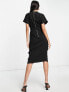 Closet London wrap tie midi dress in black