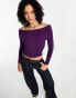 Daisy Street off shoulder fitted jumper in purple knit