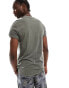 G-Star musa t-shirt in pigment dyed dark grey with palm tree stencil print