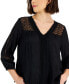 ფოტო #3 პროდუქტის Women's 3/4-Sleeve Embroidered Lace Top, Created for Macy's