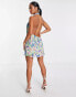 Фото #4 товара ASOS DESIGN Petite plisse halter mini dress in bright floral print