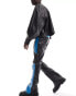 Фото #3 товара ASOS DESIGN flared leather look trouser with blue colour block