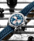 ფოტო #3 პროდუქტის Men's Blue Leather Strap Watch 42mm