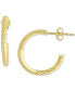 ფოტო #1 პროდუქტის Polished Bar & Cable Small Hoop Earrings in 10k Gold, 5/8"