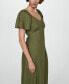 ფოტო #2 პროდუქტის Women's Buttoned Linen-Blend Dress