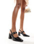 London Rebel Talia slingback mid block heel in black