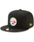 Фото #2 товара Men's Black Pittsburgh Steelers Omaha 59FIFTY Fitted Hat