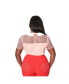 Фото #2 товара Plus Size Pink & Red Hearts Collared Bow Blouse