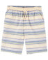 Kid Baja Striped Drawstring Canvas Shorts 5