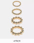 Фото #1 товара ASOS DESIGN pack of 4 bracelets with ball detail in gold tone