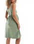 Mamalicious Maternity 2 function nursing button through mini sundress in sage green Зеленый, XS - фото #3