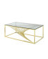 Gold Accent Table with Glass Top & Stainless Steel Frame