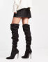 Фото #4 товара Truffle Collection Wide Fit over the knee stilletto sock boots in black