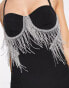 Фото #6 товара ASOS DESIGN corset detail jumpsuit with embellished fringe in black