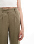 Фото #4 товара Vero Moda Tall linen wide leg dad trousers in khaki green