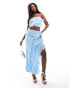 Фото #3 товара In The Style bandeau frill top co-ord in baby blue