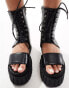 Lamoda Black Hole Lace up Sandal in Black