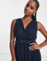 Фото #6 товара Anaya Petite Bridesmaid v neck ruffle waist maxi dress in navy blue