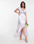 Фото #2 товара Topshop bridesmaid satin frill wrap dress in lilac