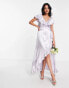 Topshop bridesmaid satin frill wrap dress in lilac 34 - фото #2