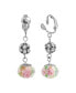 ფოტო #1 პროდუქტის Crystal Pink Flower Beaded Clip Earrings